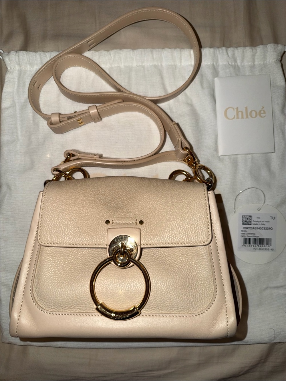 Chloe Mini Tess Day Shoulder Bag in Sweet Beige